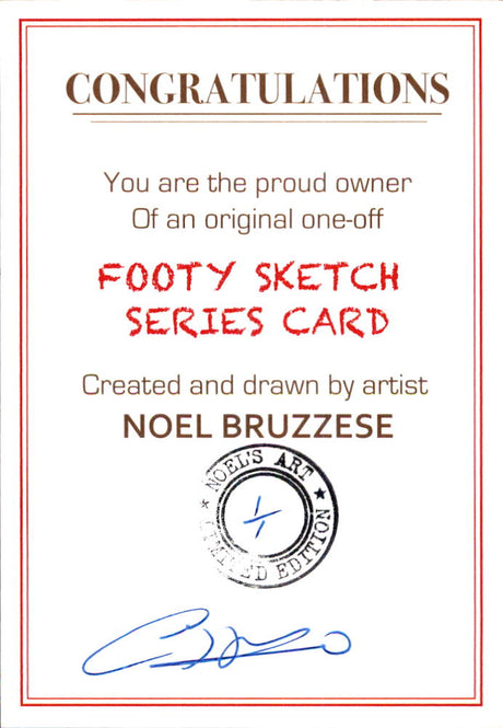 Ted Whitten, B&W Footy Sketch Series, 1 of 1, by Noel Bruzzese