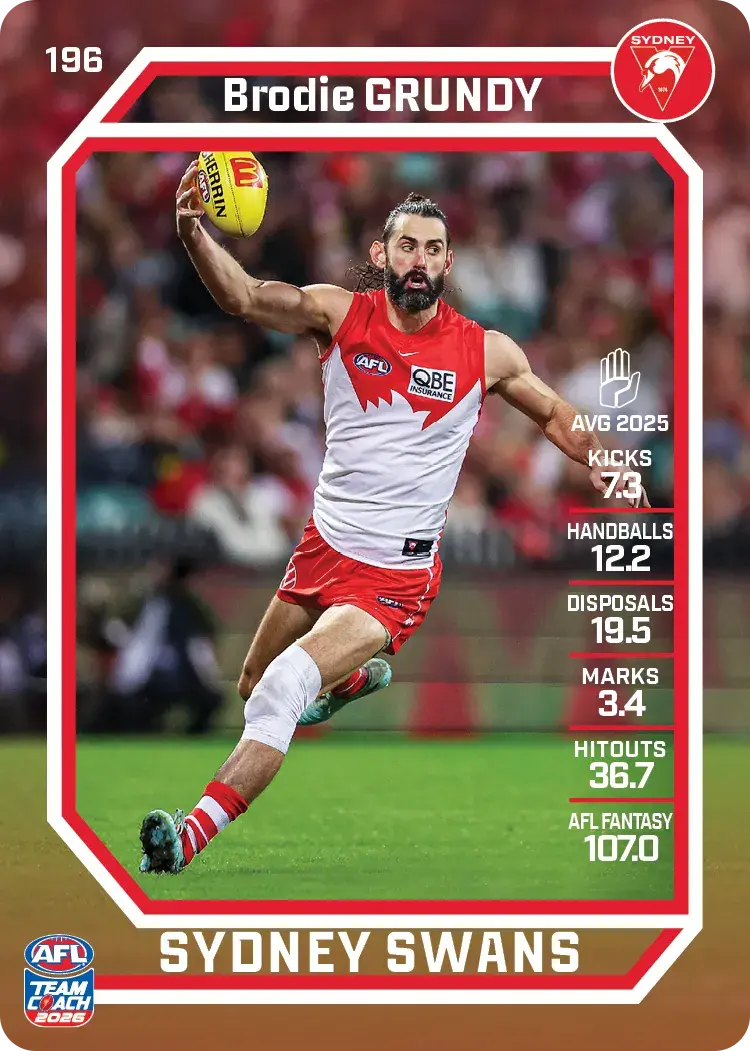 2026 Teamcoach AFL Common Cards - Cards 101 to 198 - Pick Your Card