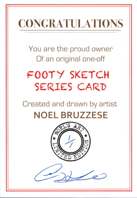 Royce Hart, B&W Footy Sketch Series, 1 of 1, by Noel Bruzzese