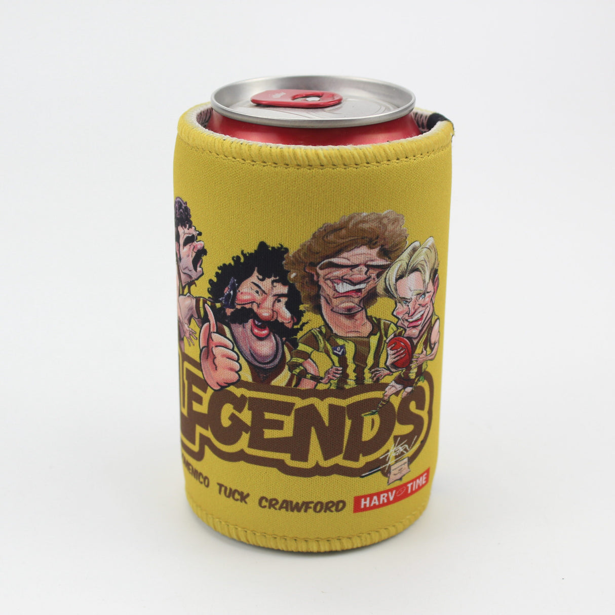 Hawthorn Hawks Player Legends Caricature Stubby Holders. Art by HarvTime.