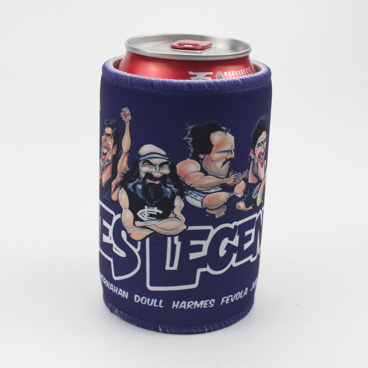 Carlton Blues Player Legends Caricature Stubby Holders. Art by HarvTime.