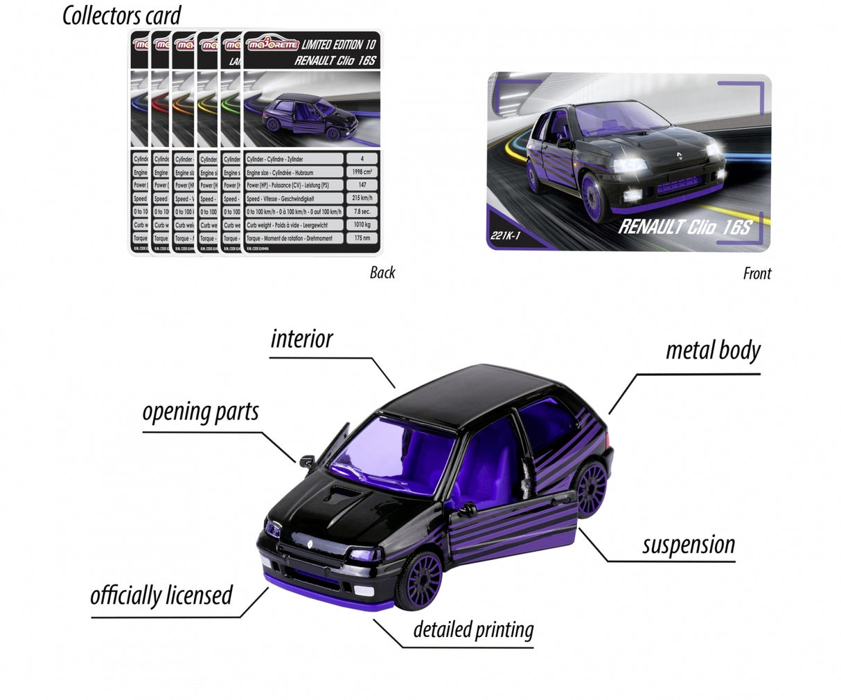 Renault Clio 16S, Majorette: Limited Edition, 1:64 Scale Diecast Car