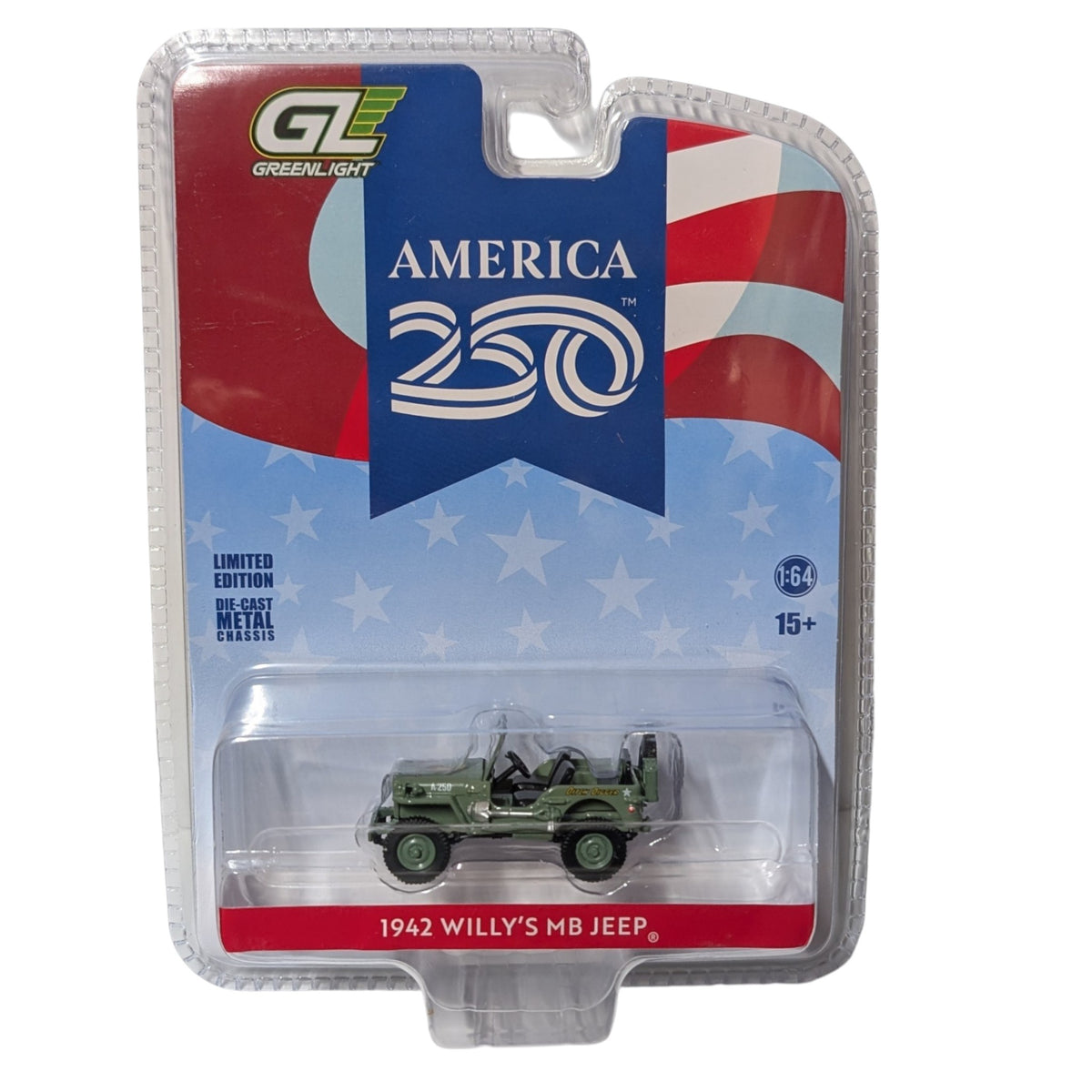1942 Willys MB Jeep, America 250, 1:64 Scale Diecast Car