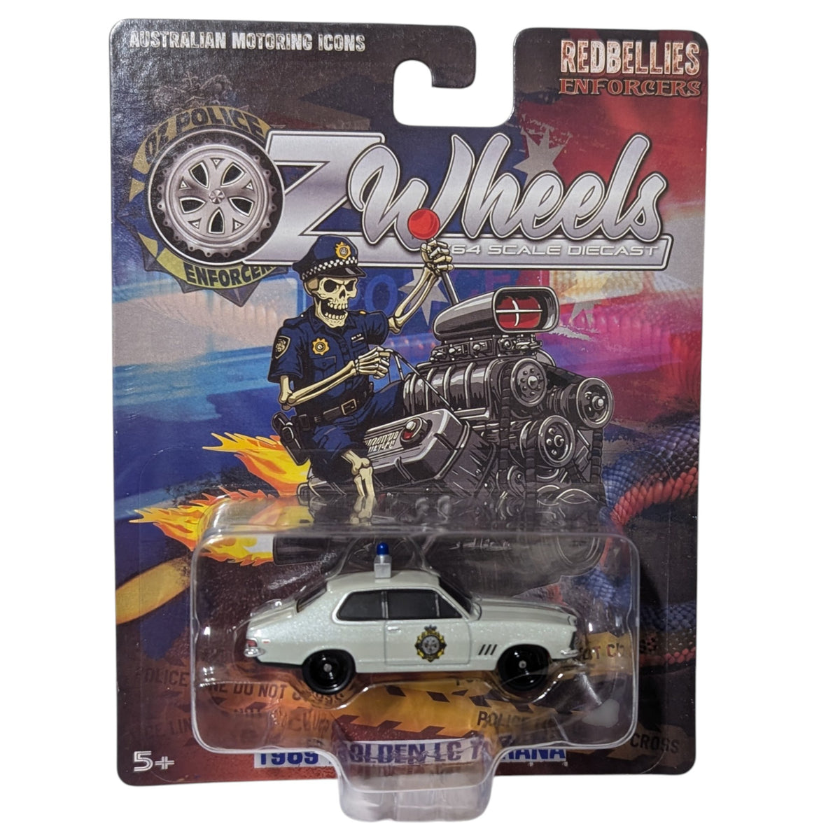 1969 Holden LC Torana Police Car, Oz Wheels Carded Red Bellies, 1:64 Scale Diecast Car