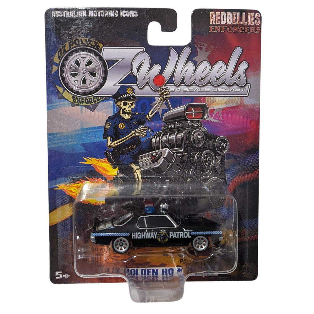 1972 Holden HQ Monaro Highway Patrol, Oz Wheels Carded Red Bellies, 1:64 Scale Diecast Car