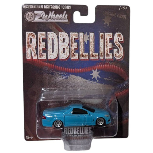 Blue Holden VF HSV Maloo, Oz Wheels Carded Red Bellies, 1:64 Scale Diecast Car