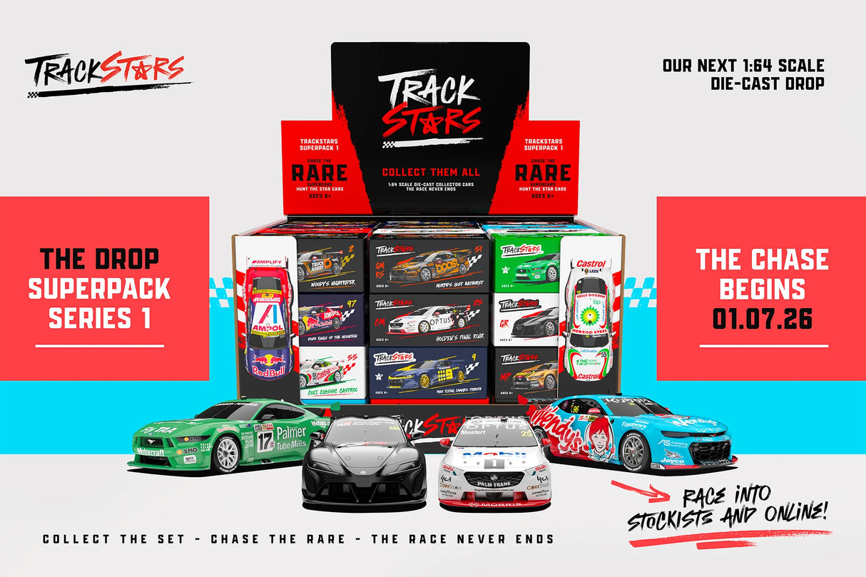 TrackStars Brad Jones Racing Wendy’s #96 Chevrolet Camaro ZL1 Supercar - 2025 Taupo Super 440 - Macauley Jones, 1:64 Scale Diecast Car