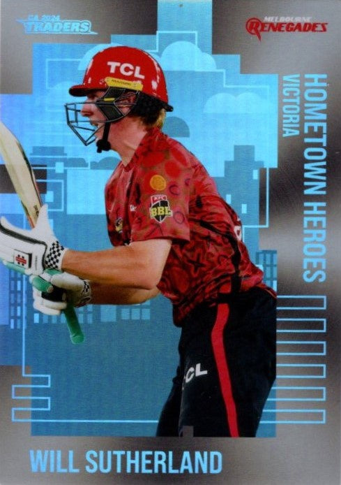 #002 Will Sutherland, Hometown Heroes Silver, 2024-25 TLA CA Cricket Traders