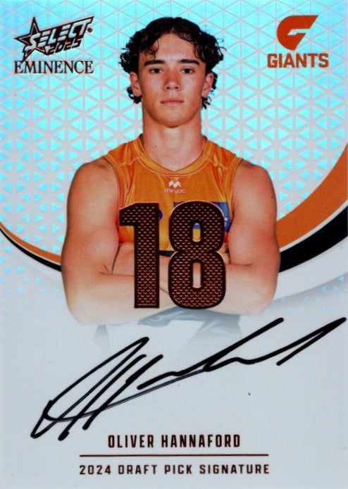 Oliver Hannaford, Copper Draft Pick Signature, 2025 Select AFL Eminence