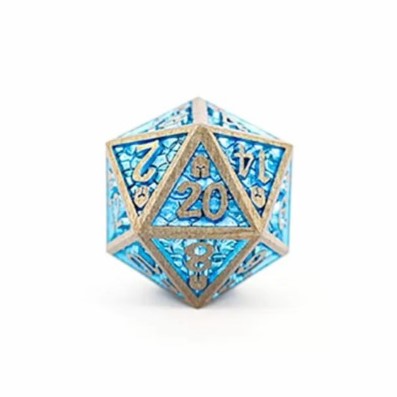 LPG Dice RPG Set Draco Bright Blue/Brass