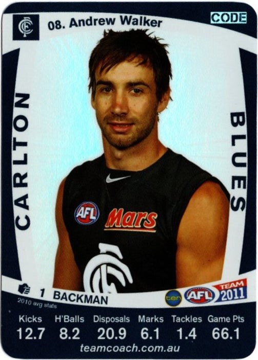 Andrew Walker, Silver CODE, 2011 Teamcoach AFL