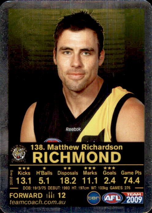 Matthew Richardson, Silver, 2009 Teamcoach AFL