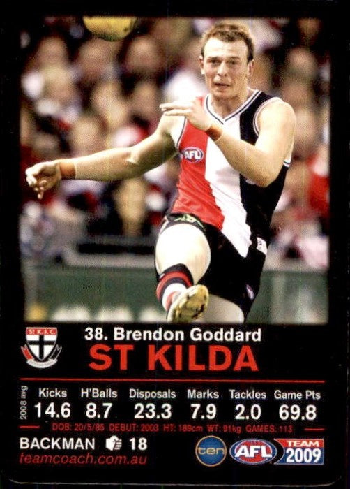 Brendon Goddard, #38, 2009 Teamcoach AFL