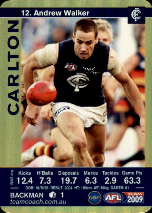 Andrew Walker, Gold, 2009 Teamcoach AFL