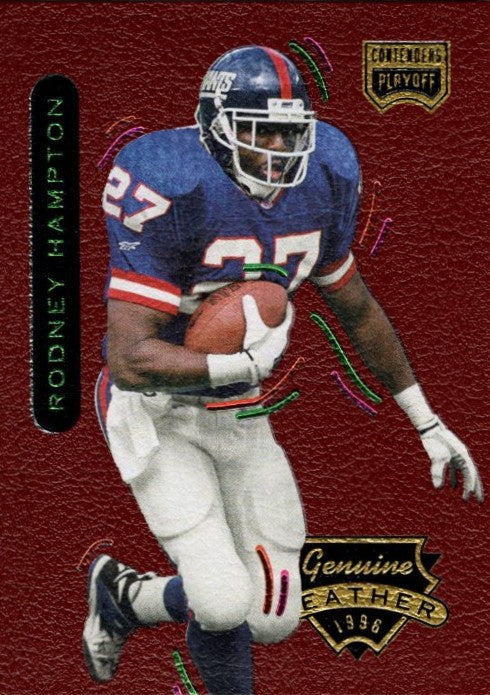 Rodney Hampton, # 27, Genuine Leather, 1996 Playoff Contenders Football NFL