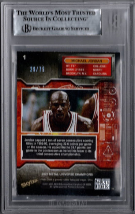 Michael Jordan, Precious Metal Gems Pink, 2021 UD Metal Universe Champions BGS 7.5