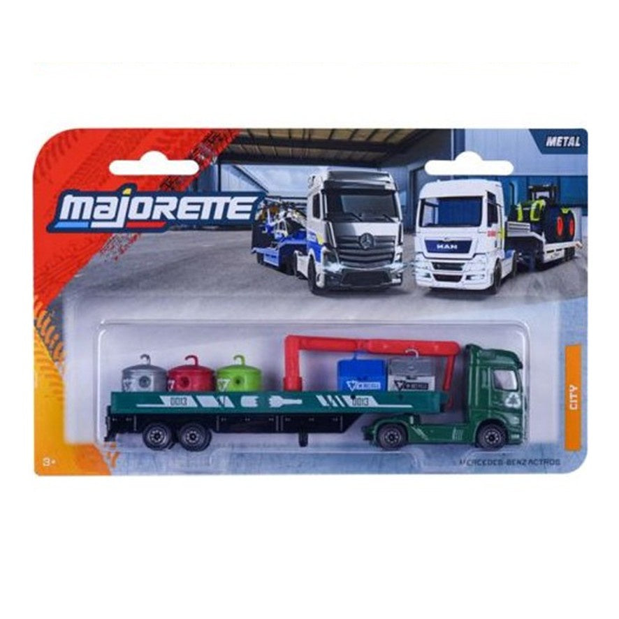 Majorette Transporter - Mercedes-Benz Actros - Recycling, 1:87 Scale Diecast Truck