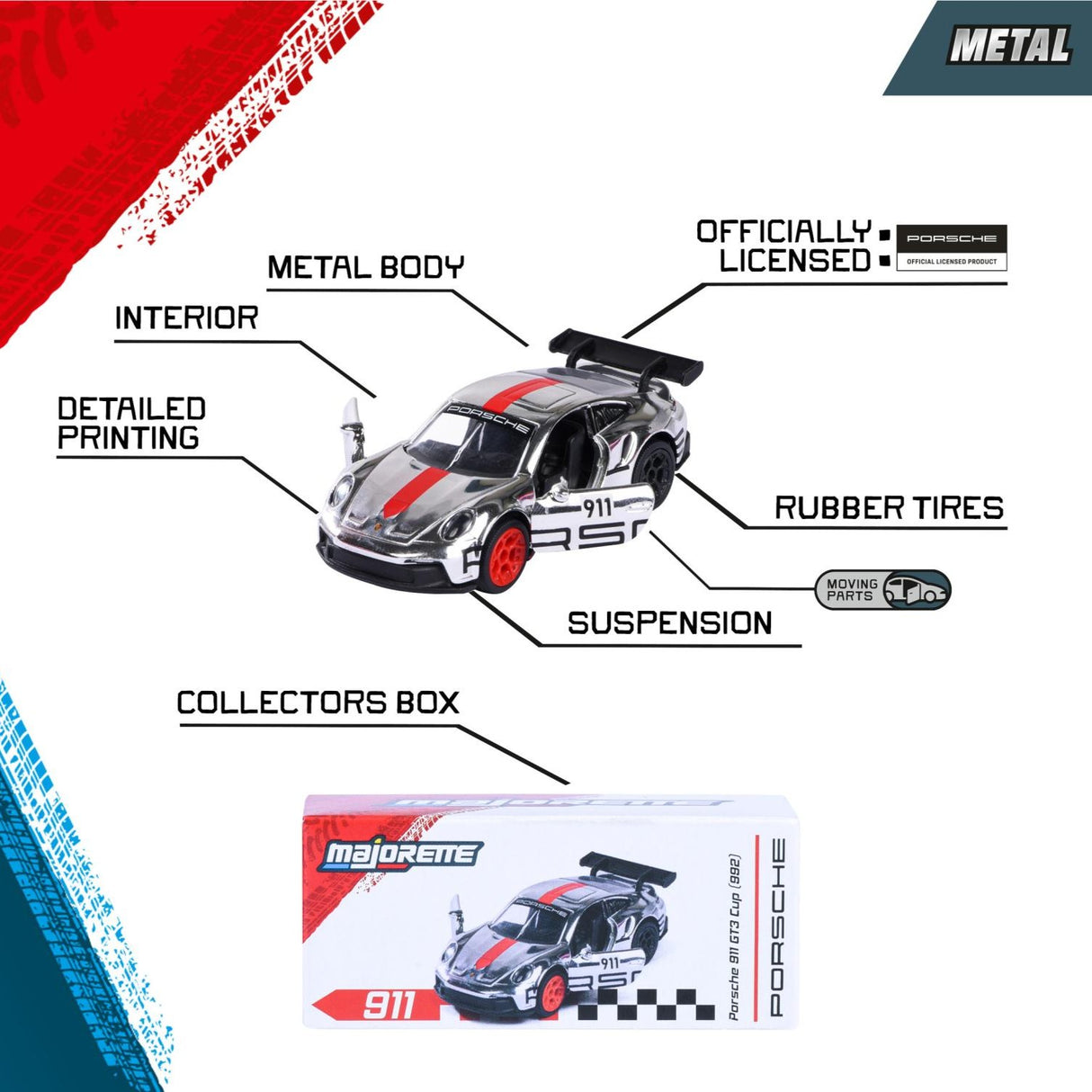 Blue Porsche Vision Gran Turismo 72 - Majorette: Porsche Deluxe Cars, 1:64 Scale Diecast Car