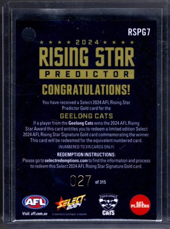Oliver Dempsey, Rising Star Gold Booklet & Predictor, 2024 Select AFL Footy Stars