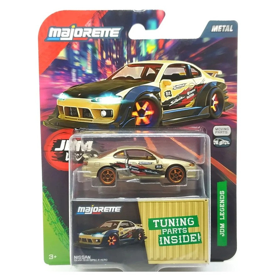 Nissan Silvia S15 Spec R Aero - Gold - Majorette: JDM Legends Tune Ups, 1:64 Scale Diecast Car