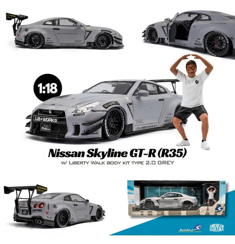 2024 Nissan Skyline GT-R (R35) w/Liberty Walk Body Kit, 1:18 Scale Diecast Car