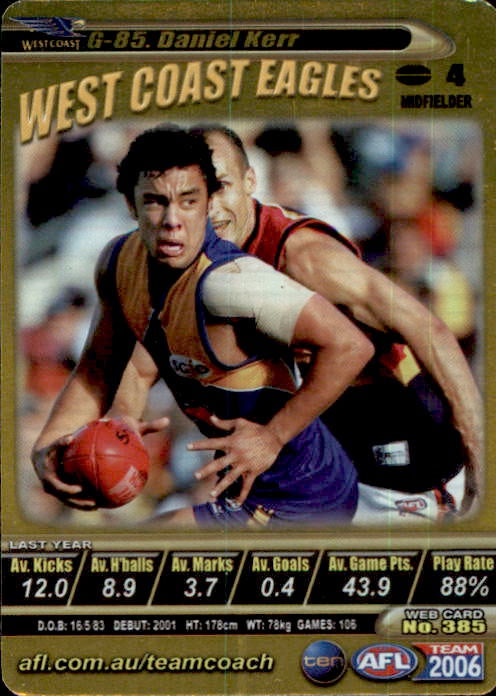 Daniel Kerr, Gold, 2006 Teamcoach AFL