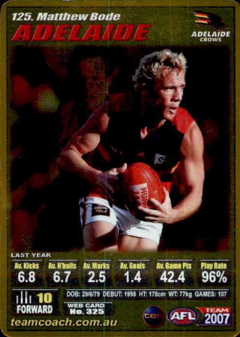 Matthew Bode, Gold, 2007 Teamcoach AFL