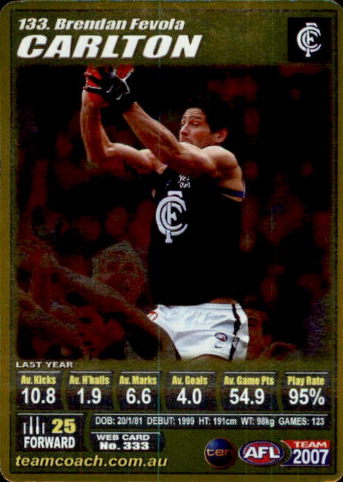 Brendan Fevola, Gold, 2007 Teamcoach AFL