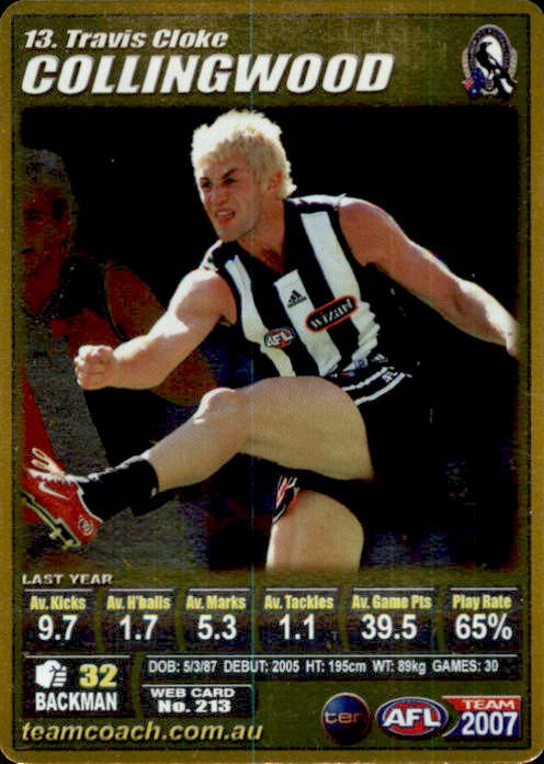 Travis Cloke, Gold, 2007 Teamcoach AFL