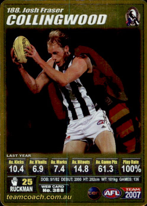 Josh Fraser, Gold, 2007 Teamcoach AFL