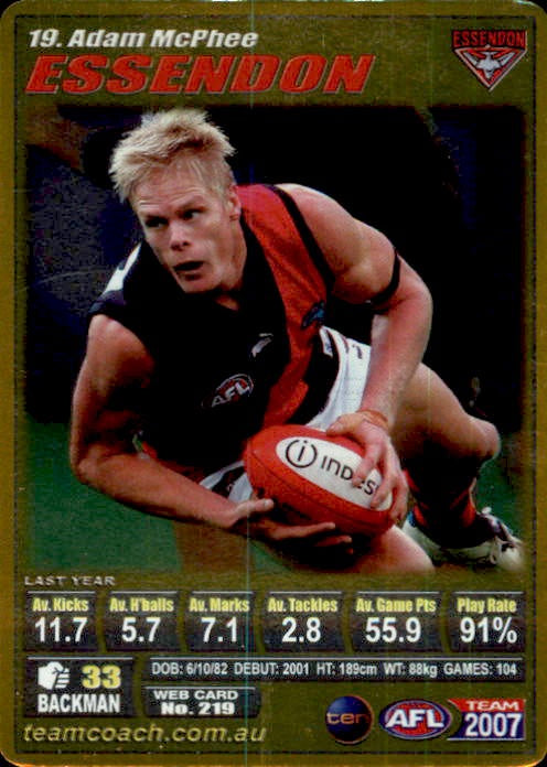 Adam McPhee, Gold, 2007 Teamcoach AFL