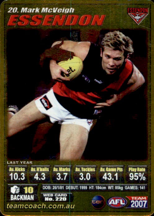 Mark McVeigh, Gold, 2007 Teamcoach AFL