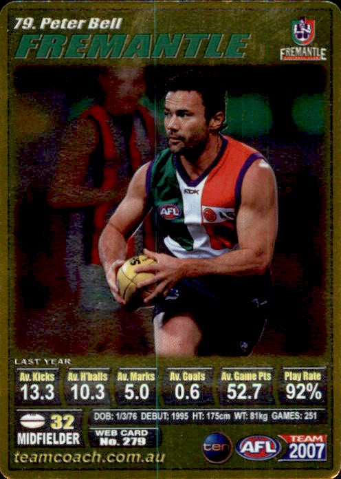 Peter Bell, Gold, 2007 Teamcoach AFL