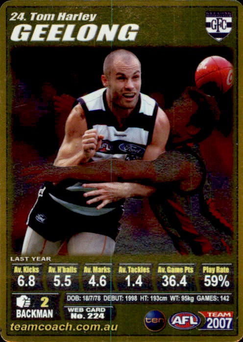 Tom Harley, Gold, 2007 Teamcoach AFL