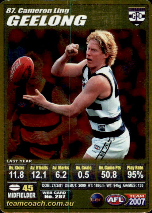 Cameron Ling, Gold, 2007 Teamcoach AFL