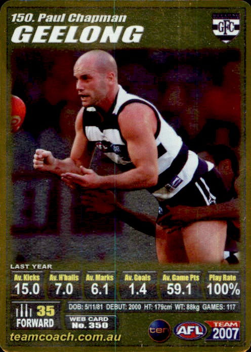 Paul Chapman, Gold, 2007 Teamcoach AFL