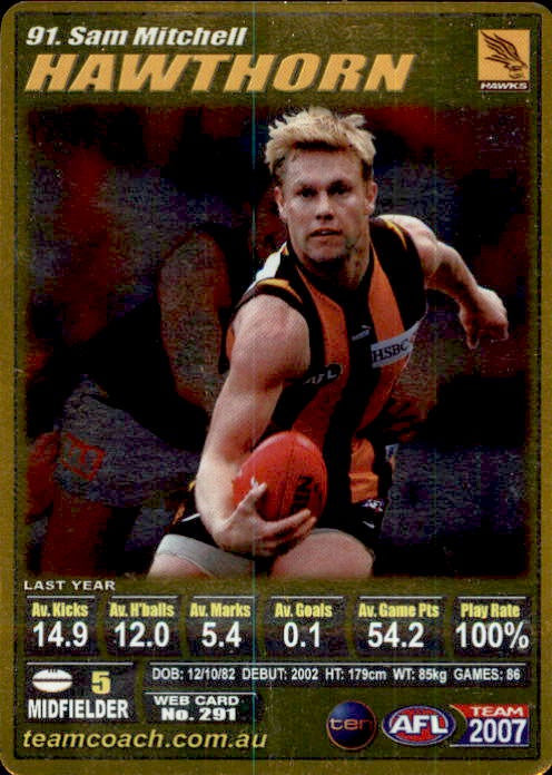 Sam Mitchell, Gold, 2007 Teamcoach AFL