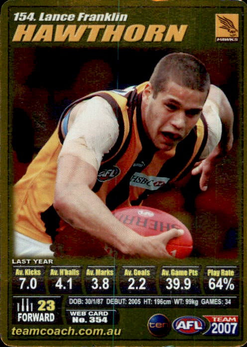 Lance Franklin, Gold, 2007 Teamcoach AFL