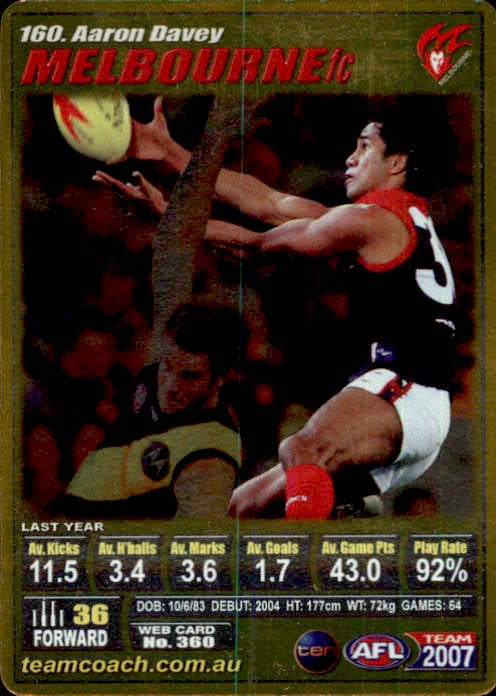 Aaron Davey, Gold, 2007 Teamcoach AFL