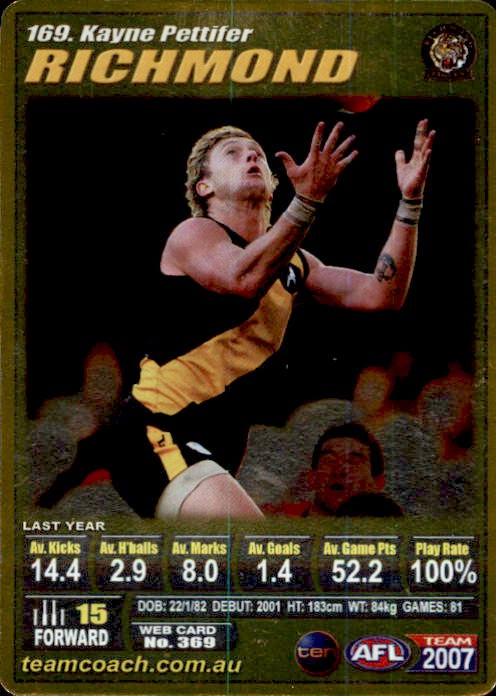 Kane Pettifer, Gold, 2007 Teamcoach AFL