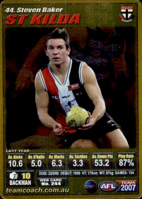 Steven Baker, Gold, 2007 Teamcoach AFL