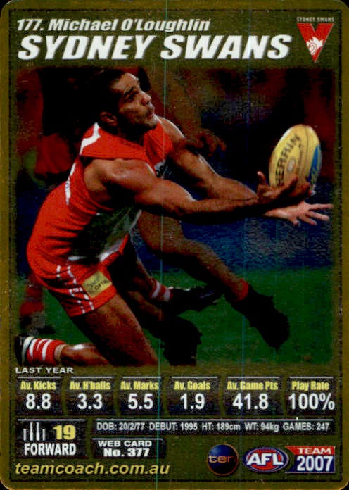 Michael O'Loughlin, Gold, 2007 Teamcoach AFL