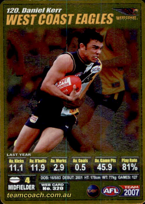 Daniel Kerr, Gold, 2007 Teamcoach AFL