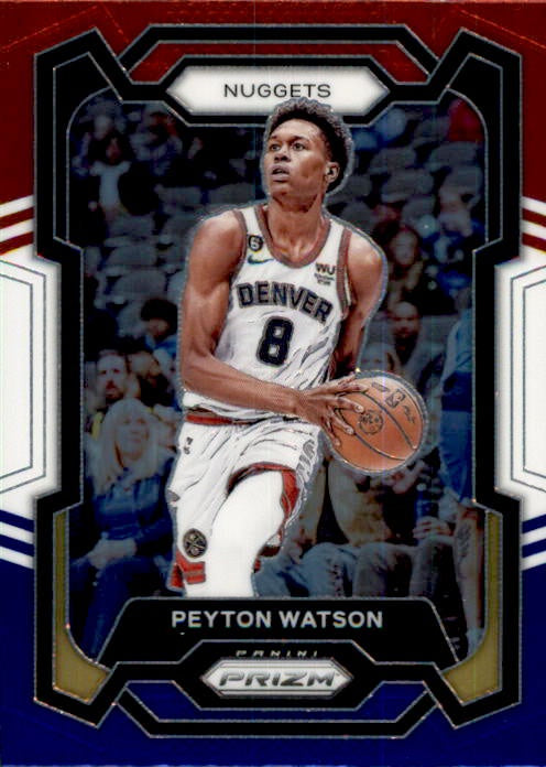 Peyton Watson, Red White Blue Prizm, 2023-24 Panini Prizm Basketball NBA