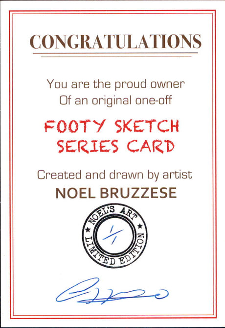 Ted Whitten, Portrait Footy Sketch Series, 1 of 1, by Noel Bruzzese