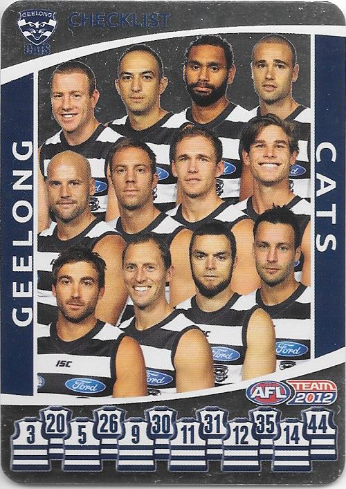 2012 Teamcoach AFL Checklist cards - Pick Your Card
