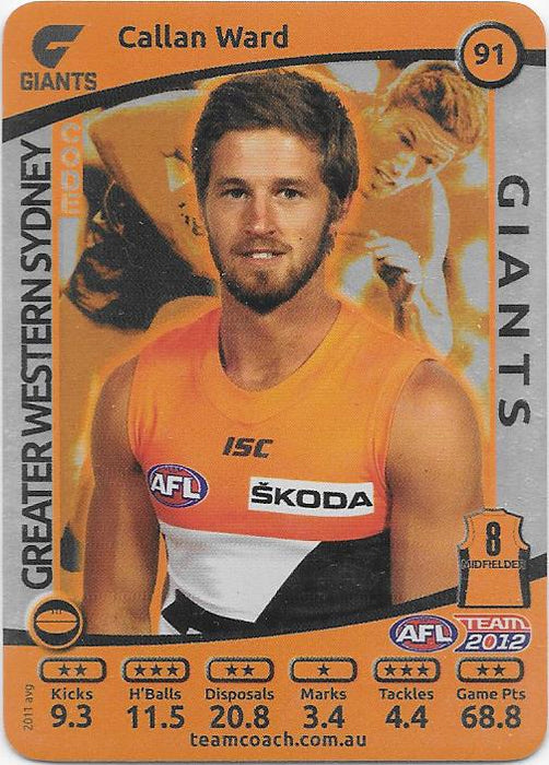 2012 Teamcoach AFL Silver Parallel card - 1 to 200 - Pick Your Card