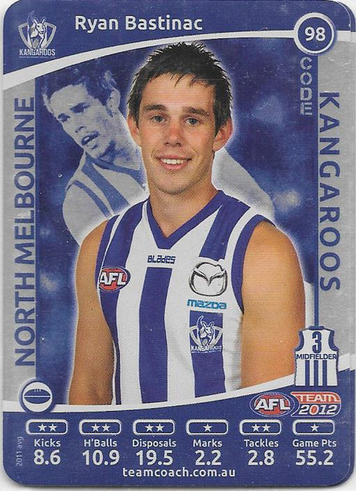 2012 Teamcoach AFL Silver Parallel card - 1 to 200 - Pick Your Card