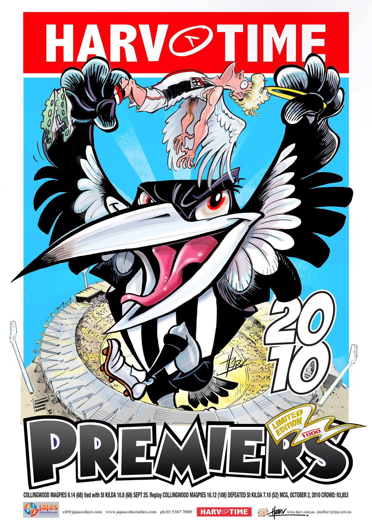 Collingwood Magpies 2010 AFL Premiership Poster MkII, Harv Time
