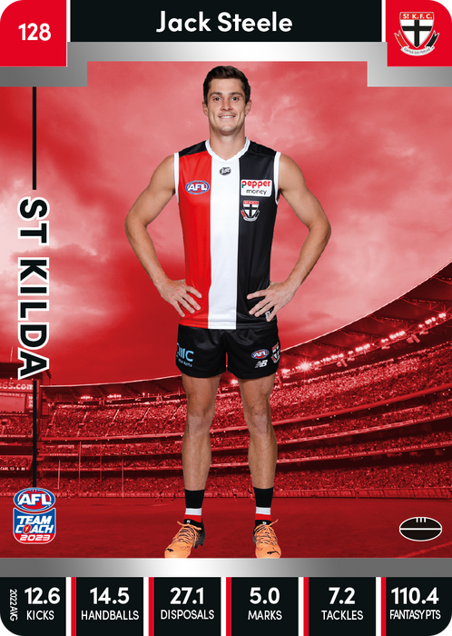 Jack Steele, 128, Silver Parallel, 2023 Teamcoach AFL